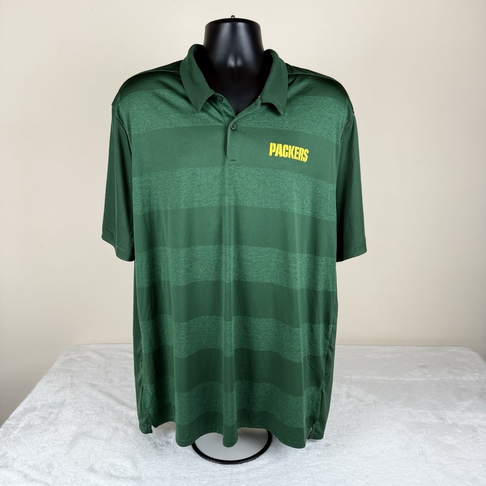 Nike Green Bay Packers On Field Apparel Polo Shirt Men's 2XL (49") Green Striped